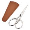 LOBODT Small Facial Hair Scissors, Stainless steel (silver) Straight Tip Snips Beauty Grooming Kit for Eyebrows, Beard, Ear, Nose, Moustache Trimming with PU Case view 1