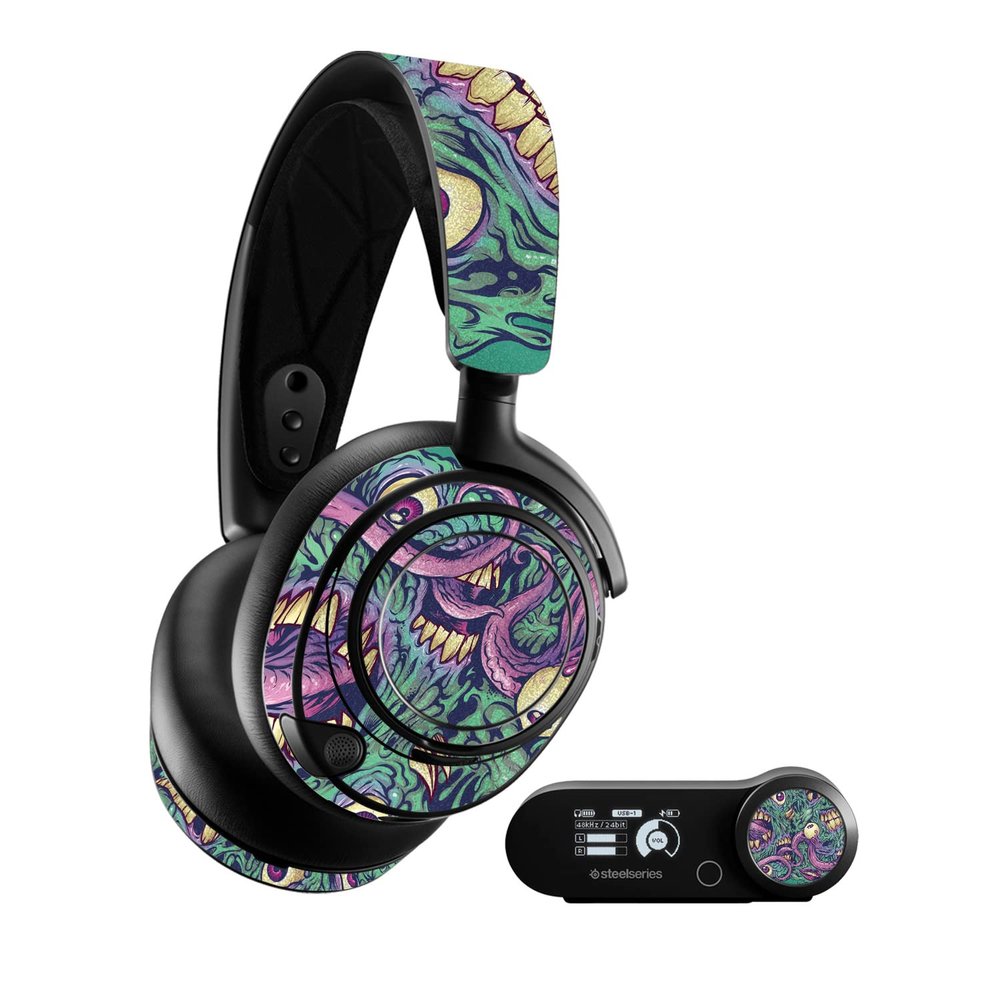 MightySkins Glossy Glitter Skin Compatible with SteelSeries Arctis Nova Pro - Eyes and Teeth | Protective, Durable High-Gloss Glitter Finish | Easy to Apply and Change Styles | Made in The USA