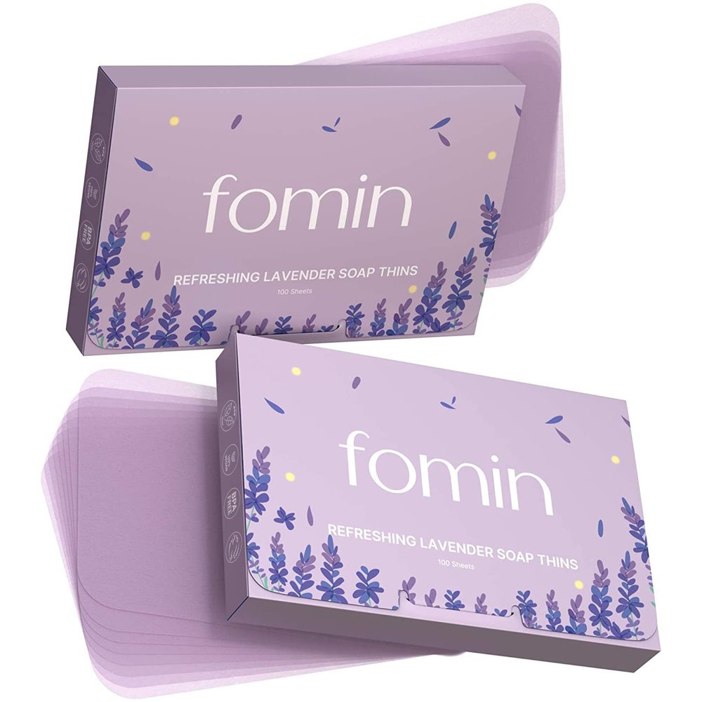 FOMIN - Antibacterial Paper Soap Sheets for Hand Washing - (200 Sheets) Lavender Portable Travel Soap Sheets, Dissolvable Camping Mini Soap, Portable Hand Soap sheet