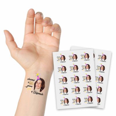 Custom Face Temporary Tattoos for Birthday Gift, Personalized Temporary Tattoo with for Adults Women Custom Photo Tattoos for Birthday Party