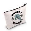 G2TUP Sea Manatee Lover Gift Save The Chubby Mermaids Makeup Bag Manatee Sea Cow Cosmetic Bag Animal Lover Gift Zipper Travel Bag (Save The Chubby Mermaids White Bag) view 1