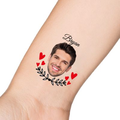 15pcs Custom Tattoos Personalized Temporary Tattoos with Photo Face Waterproof Name Logo Tattoos Stickers Funny For Women Men Kids Gifts for Birthday Party Wedding Bride Groom Decor