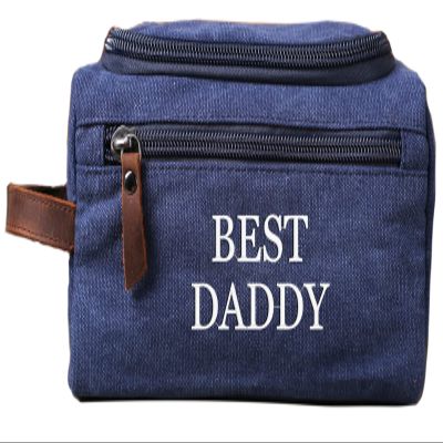 RC ROCKCOW Personalized Toiletry Bag Embroidery Canvas Dopp Kit For Travel Cosmetic and Shaving Bag With Zipper Gift For Men And Women