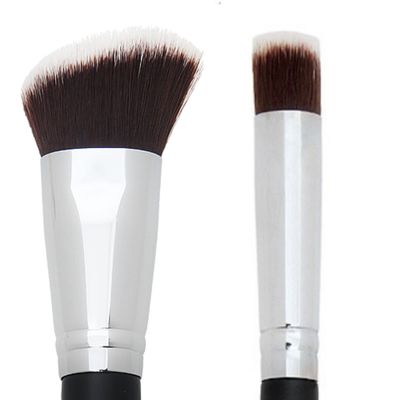 Angled Kabuki Blush Brush + Mini Flat Top Under Eye Concealer Brush - Beauty Junkees Soft Synthetic Bristles for Applying, Blending, Buffing, Sculpting Powder, Liquid, Cream, Minerals, Cruelty Free