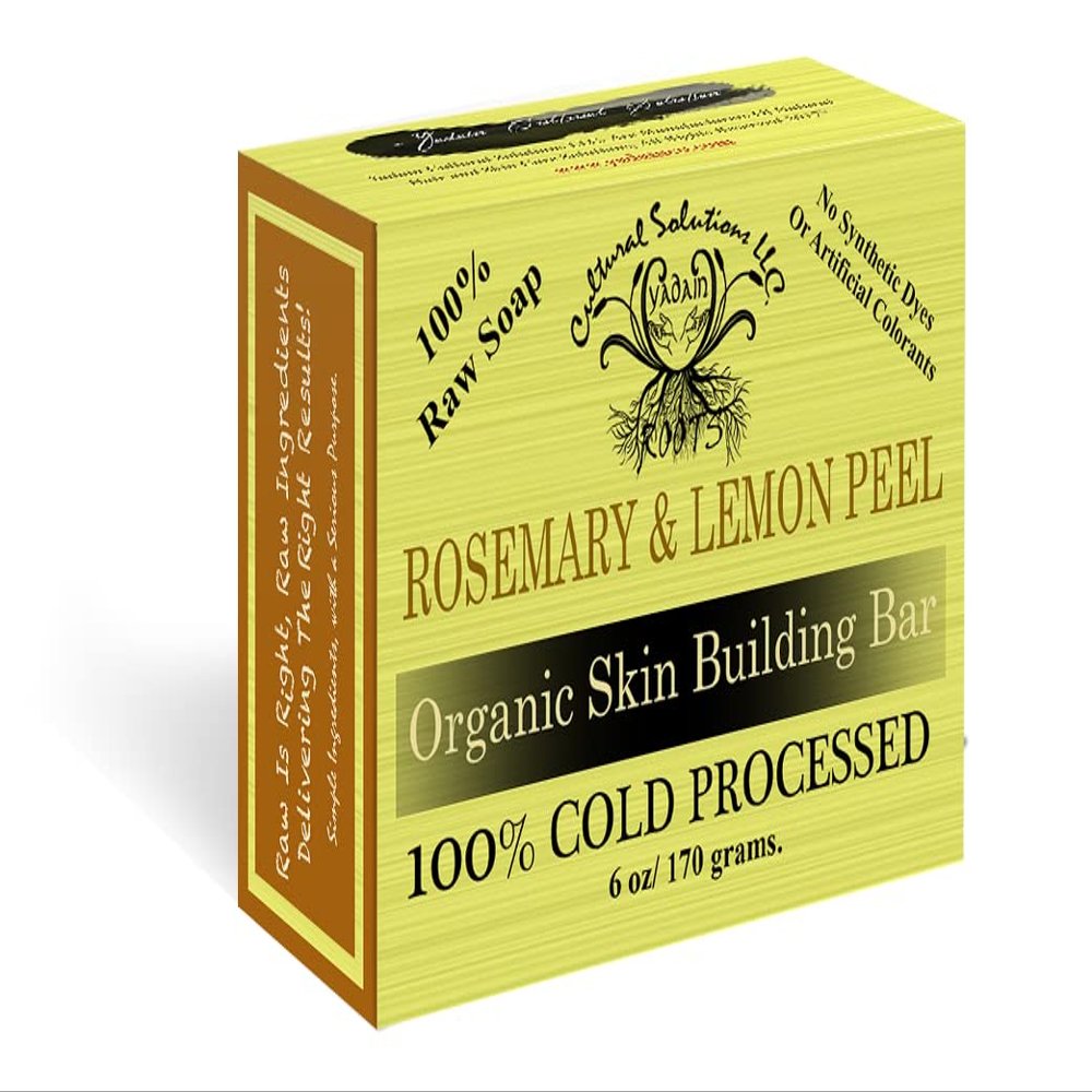 Yadain Signature Raw Bar Soap For All Skin Types, 100% Cold Processed Natural Bar Soap For Skin Hydration, Rosemary & Lemon Peel, 6oz
