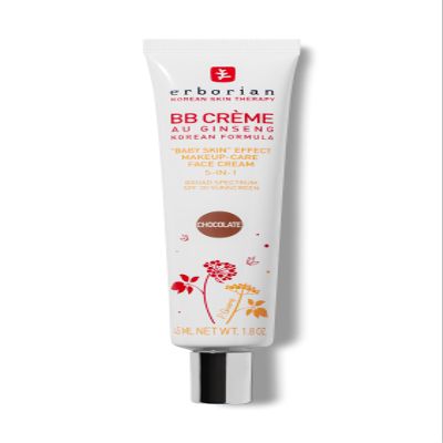 Erborian BB Cream with Ginseng, Chocolat - Lightweight Buildable Coverage with SPF 20 & Ultra-Soft Matte Finish Minimizes Pores & Imperfections - Korean Face Skincare - 1.5 Oz