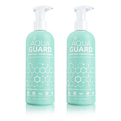 AQUA GUARD Everyday Conditioner for Pool Moms and Swimmers | Softens Hair & Removes Chlorine Damage | Paraben Free, Sulfate and Gluten-Free, Vegan, Color Safe, Leaping Bunny Certified, 9.5 oz (2-Pack)