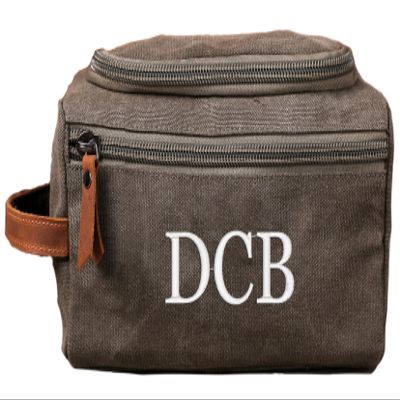 RC ROCKCOW Personalized Toiletry Bag Embroidery Canvas Dopp Kit For Travel Cosmetic and Shaving Bag With Zipper Gift For Men And Women