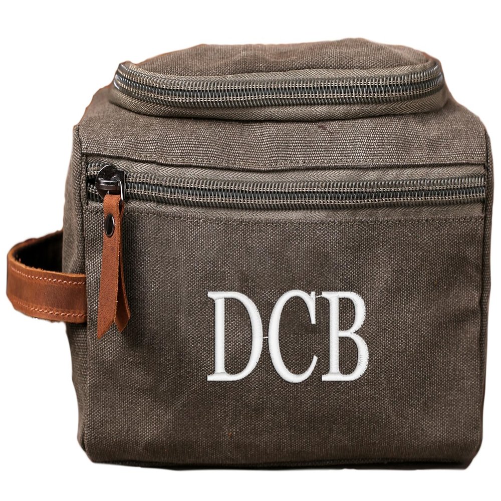 RC ROCKCOW Personalized Toiletry Bag Embroidery Canvas Dopp Kit For Travel Cosmetic and Shaving Bag With Zipper Gift For Men And Women