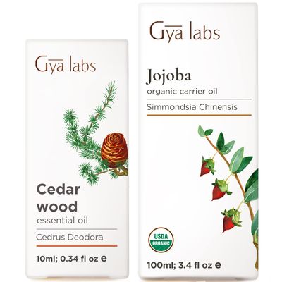 Cedarwood Oil for Hair (0.34 fl oz) & Jojoba Oil for Hair (3.4 fl oz) Set - Aromatherapy Grade Essential Oils Set - Gya Labs