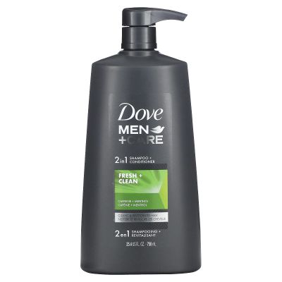 Dove Men+Care, 2 in 1 Shampoo + Conditioner, Fresh & Clean, 25.4 fl oz (750 ml)