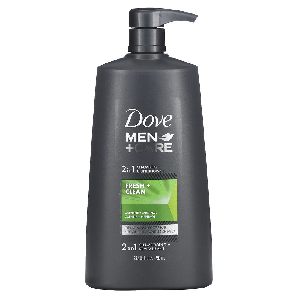 Dove Men+Care, 2 in 1 Shampoo + Conditioner, Fresh & Clean, 25.4 fl oz (750 ml)
