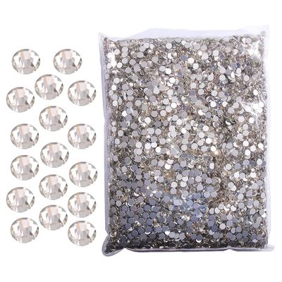 Hisenlee Glass Rhinestone White Color Round Shape Flatback Diamond Nail Art Crystal Stone for DIY Nail Art Decorations 14400PCS/Bag (SS204.6-4.8mm)