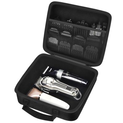 Barber Accessories Bag for Hair Clippers and Supplies, Men's Trimmer Tool Organizer, Portable Clipper Storage Holder for Hair cutting, Guard Grooming Kit and Barbers Accessories (Bag Only) - Black