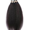 Hesperis Brazilian 100% Human Hair I Tip Hair Extensions Human Hair Kinky Straight I Tip Human Hair Extensions for Black Women Cold Fusion Stick Tip Extension 100strands 100g Natural Color (24inch, Kinky Straight) view 2