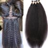 Hesperis Brazilian 100% Human Hair I Tip Hair Extensions Human Hair Kinky Straight I Tip Human Hair Extensions for Black Women Cold Fusion Stick Tip Extension 100strands 100g Natural Color (24inch, Kinky Straight) view 3