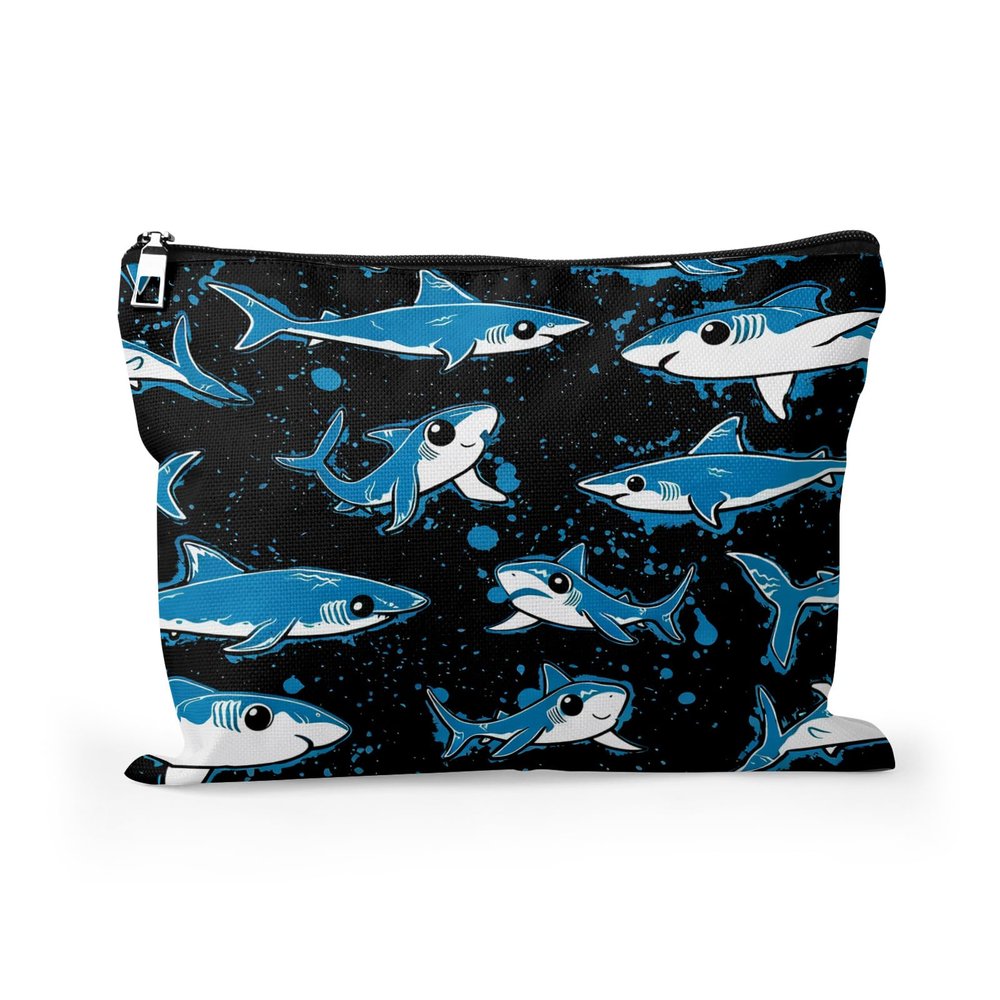 Cafl Underwater World Shark Makeup Bag Shark Toiletry Bag Cosmetic Bag for Women Large Capacity Makeup Bags Travel Toiletry Bag Accessories Organizer 10 * 8in