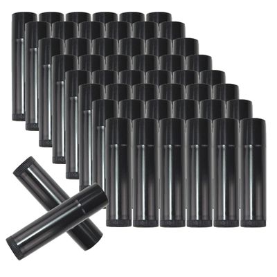 50 Pcs Lip Balm Empty Container Tubes with Twist Bottom and Top Cap, For Make Natural Lip Balm, Black, 3/16oz (5.5ml)