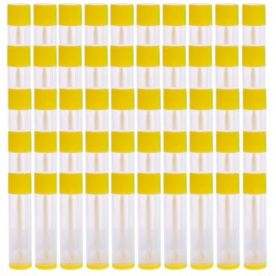 50 Pcs Lip Balm Empty Container Tubes with Twist Bottom and Top Cap, for Make Natural Lip Balm, Yellow, 3/16oz (5.5ml)