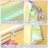 BESARME 10 Pcs Holographic Makeup Bags, Clear PVC Makeup Bag Iridescent Pouch Portable Zippered Toiletry Bag Waterproof Cosmetic Bags Bathroom Vacation Valentines Day Gifts Valentine Party Favors view 3