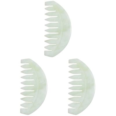FRCOLOR 3pcs Jade Scalp Comb Natural Gua Tool for Therapy Smooth Hair Brush for Enhanced Circulation and Relaxation for Daily Self-care