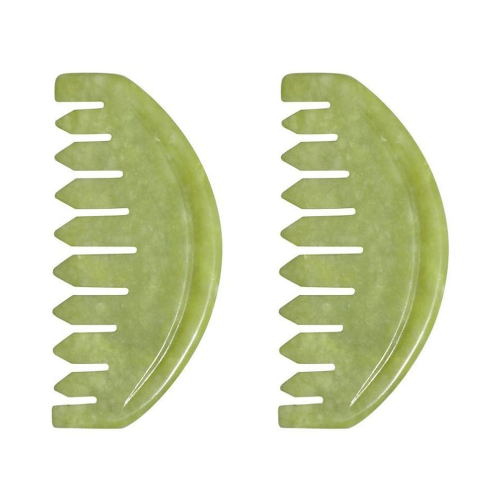 FRCOLOR 2Pcs Massage Comb Jade Small Comb Guasha Scraping Guasha Scraper Natural Jade Anti Static Hair Handheld Scalp