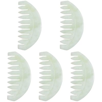 FRCOLOR 5pcs Natural Jade Scraping Comb for Scalp Massage Body Care Tool for Relaxation and Smooth Gua Massage Comb for Lymph and Wellness