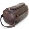 LUXEORIA Premium Handmade Leather Toiletry Bags for Men and Women, Genuine Leather Dopp Kit and Shaving Bag for Men, Travel Cosmetic Bag for Womens and Mens, Retro - Dark Brown view 1