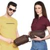 LUXEORIA Premium Handmade Leather Toiletry Bags for Men and Women, Genuine Leather Dopp Kit and Shaving Bag for Men, Travel Cosmetic Bag for Womens and Mens, Retro - Dark Brown view 2