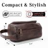 LUXEORIA Premium Handmade Leather Toiletry Bags for Men and Women, Genuine Leather Dopp Kit and Shaving Bag for Men, Travel Cosmetic Bag for Womens and Mens, Retro - Dark Brown view 3