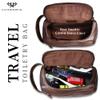 LUXEORIA Premium Handmade Leather Toiletry Bags for Men and Women, Genuine Leather Dopp Kit and Shaving Bag for Men, Travel Cosmetic Bag for Womens and Mens, Retro - Dark Brown view 4
