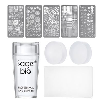 SAGEBIO Nail Art Stamper Clear Silicone Nails Stamping Jelly with Scraper Transparent Visible Body DIY Manicure Nail Art Tool A