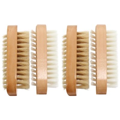 FRCOLOR 4pcs Wooden Nail Brush Dual-sided Cleaning Tool for Manicure and Pedicure Bristles for Easy Dust Removal Compact for Daily Use and Travel
