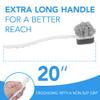 Impresa Extra Long Handle Shower Brush - Dual-Action Loofah & Exfoliating Sponge Body Scrubber - Ergonomic Grip Back Scrub Brush - Replacement Loofah & Sponge Heads - Pack of 2, White view 3