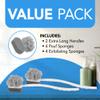 Impresa Extra Long Handle Shower Brush - Dual-Action Loofah & Exfoliating Sponge Body Scrubber - Ergonomic Grip Back Scrub Brush - Replacement Loofah & Sponge Heads - Pack of 2, White view 4
