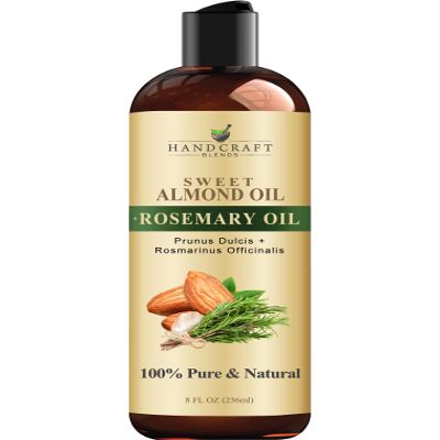 Handcraft Blends Sweet Almond Oil | 100% Pure and Natural | Bath & Body Oil | Premium Grade Carrier Oil | Skin | Hair | Body | Massage | Hexane-Free | with Rosemary Oil | 8 Fl Oz