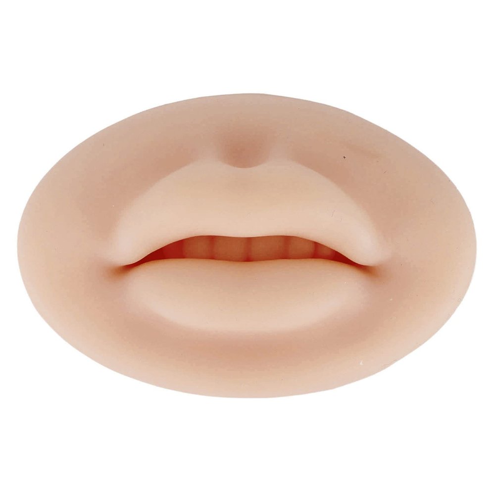 3D Flexible Mouth Silicone Lips, Makeup Lip Practice Skin Fake Skin Realistic Lip Practice Module for Makeup Lips Skin Practice Soft Practice Skin for Tattooing Artists(Dark