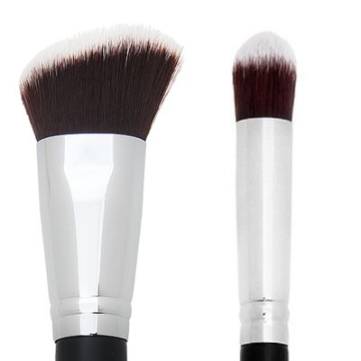 Angled Kabuki Blush Brush + Mini Tapered Kabuki Blending Brush -Beauty Junkees Soft Synthetic Bristles for Applying, Blending, Buffing, Sculpting Powder, Liquid, Cream, Minerals, Cruelty Free