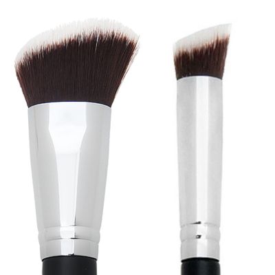 Angled Kabuki Blush Brush + Mini Flat Angle Contouring Makeup Brush - Beauty Junkees Soft Synthetic Bristles for Applying, Blending, Buffing, Sculpting Powder, Liquid, Cream, Minerals, Cruelty Free