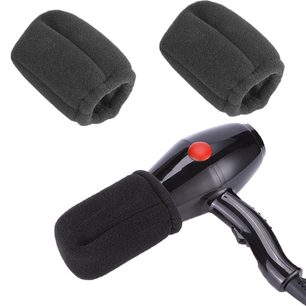 Healvian 2 Pcs Hair Dryer Sponge Diffuser Covers - Sponge Wind Cover,Hair Dryer Diffuser Wind Blower Cover,Universal Hot Sock Diffuser for Even Heat Distribution,Black Hair Dryer Accessories for Salon