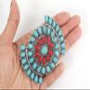 Skelapparel Southwest Bohemian Blue Red howlite squash Blossom hair barrette view 3