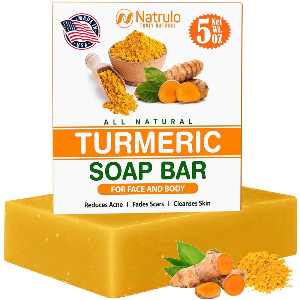 Natural Turmeric Soap Bar for Face & Body  Turmeric Skin Brightening Soap for Dark Spots, Intimate Areas, Underarms  Exfoliating Face Wash Reduces Acne, Fades Scars & Cleanses Skin  5oz Bath Bar