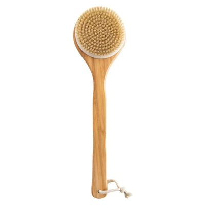 Sxdthy Shower Brush,Bristle Bath Brush Long Handle Wooden Bristles Soft Hair Rub Back Shower for Wet or Dry Brushing