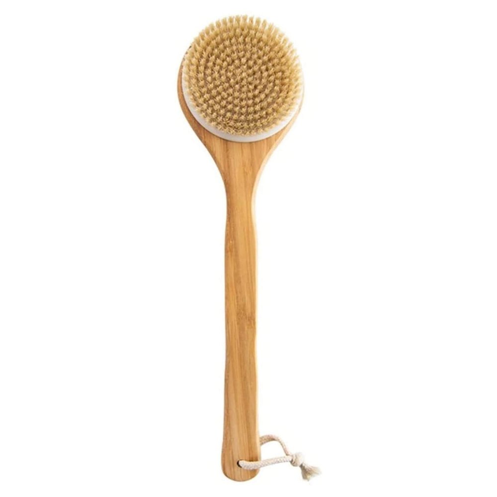 Sxdthy Shower Brush,Bristle Bath Brush Long Handle Wooden Bristles Soft Hair Rub Back Shower for Wet or Dry Brushing