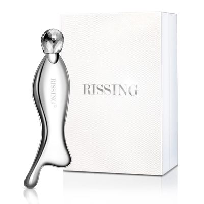 RISSING 4-in-1 Gua Sha Facial Tools: FSAHSA Eligible, Lymphatic Drainage Massager Facial Roller for Wrinkles and Lifting, Stainless Steel Gua Sha Tool for Face (Luxury Box Edition)