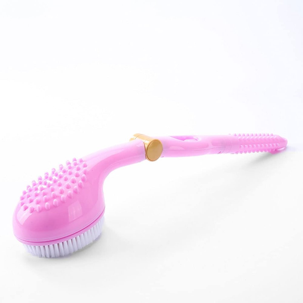 Sxdthy Body Back Brush Silicone Bath and Body Brush with Long Handle Scrubber Scrub Washer for Wet or Dry Brushing (Color : Pink)