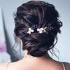 Campsis 2PCS Wedding Hair Pins Gold Flower Crystal Bride Headpieces Rhinestone Bridal Floral Beaded Hair Accessories for Women and Girls view 4