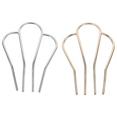 2pcs U Shaped Hair Fork Side Hairpin 4 Prong Hair Updo Bun Hairpin Sticks Alloy Hair Clips Grips Hair Styling Accessories for Women Girls