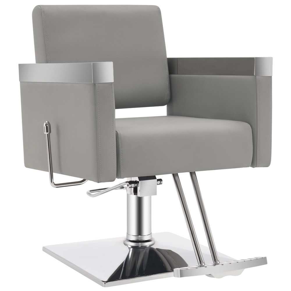 BarberPub Classic Recline Hydraulic Barber Chair Salon Spa Chair Hair Styling Beauty Equipment 3021 (Grey)
