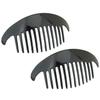 Parcelona French Alice Large 51/2" Celluloid Acetate Side Hair Comb Set of 2 Flexible Interlocking No Slip 12 Teeth Ponytail Durable Women Hair Accessories Side Hair Clip for Girls, Made in France(Glossy Black) view 1